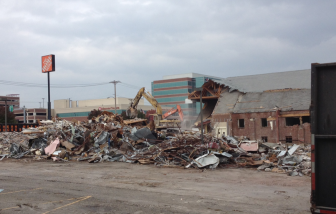 Mt. Zion Missionary church is demolished to make way for a retail center in Richmond Heights.