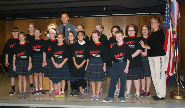 St. Mary Magdalen 5th-graders graduated from DARE instruction on Thursday. (Credit: Brentwood Police Department)