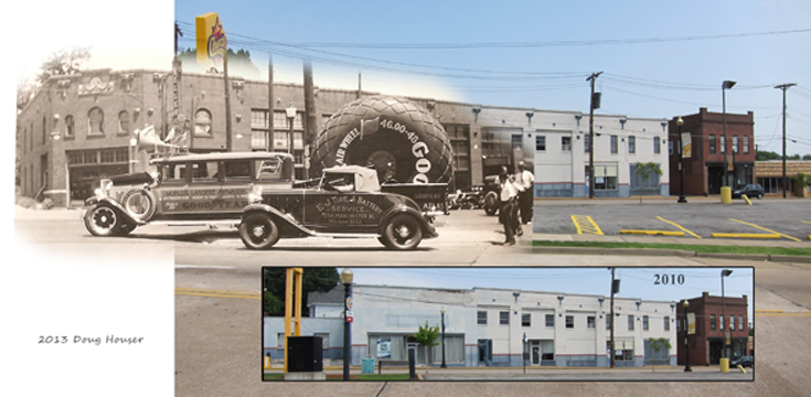 The two original photos used to create this composite were taken from different positions. Due to the miracle of Photoshop one can still get a pretty good idea of how this building once looked. Doug Houser/Elmer Wind Jr.