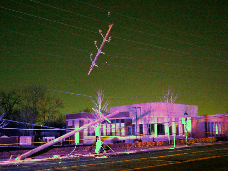 A suspected drunk driver snapped this telephone pole on Big Bend Boulevard Saturday night.