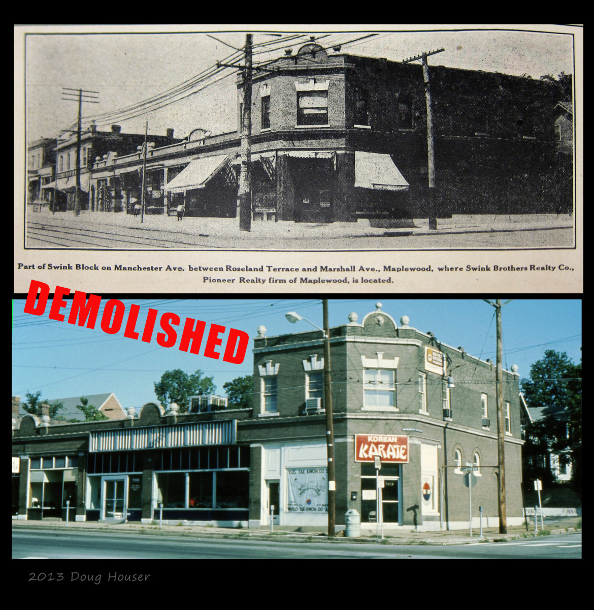 The Swink block of retail storefronts stretched from Roseland Terrace to Oakview Terrace.