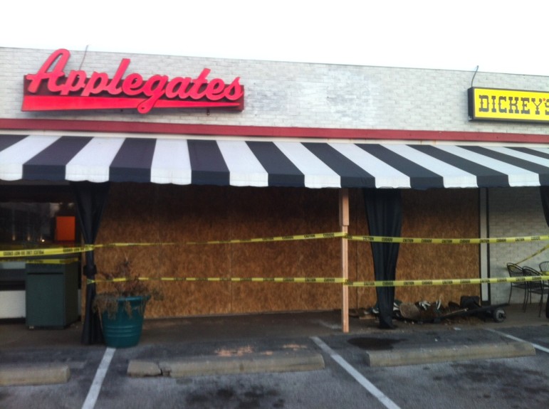 Applegate's was boarded up on Tuesday.