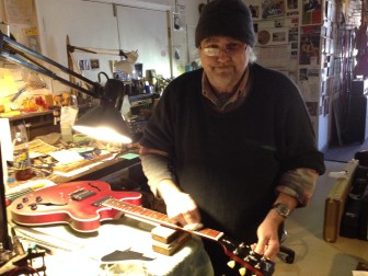 Skip Goez works in his shop, Goez Instruments.