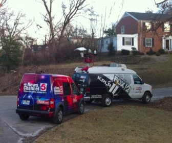 News vans came when someone cut down trees in Brentwood.