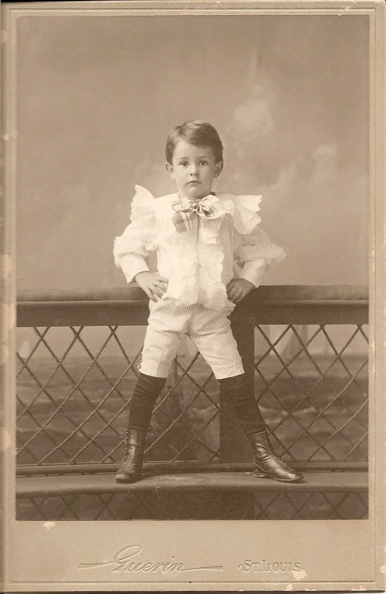 The back of the photo reads, "Cartmell Rannells, age three, first pants .