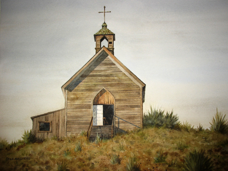 This appealingly decrepit church would look great on your living room wall if it hasn't already been sold.
