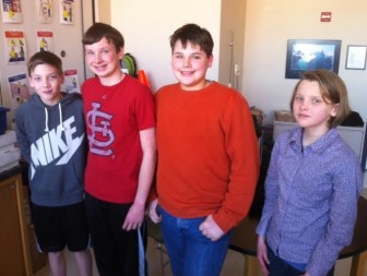Logan MacDonald,  Aaron Meuser, Christopher Skaggs and Stasya Juracsik were the MRH team that took second in a statewide middle school science competition.
