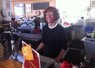 Bill Newmann at the counter at Stone Spiral Coffee