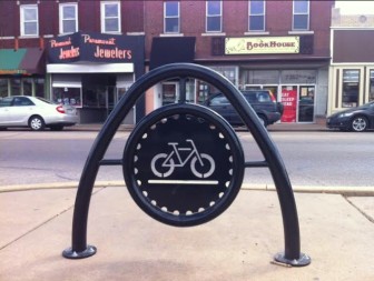 One of  two bike racks in front of Shop n Save in the 7300 block of Manchester Road.