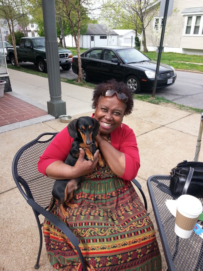 Craven the Therapy dog and handler Toni Jackson; LMT, NCTMB Board Certified Massage Therapist with Wellness Choice. Craven visits schools, nursing homes and corporate offices and is in popular demand.