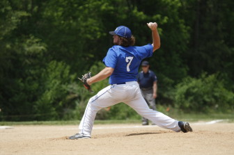 Junior Zech Biship pitches in the fourth inning.