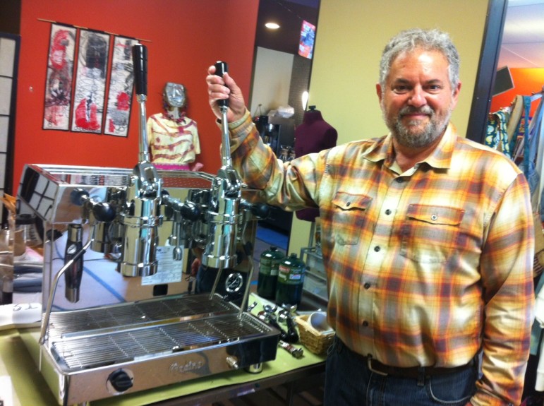 Bridges director, Barry Larson with the new espresso machine.
