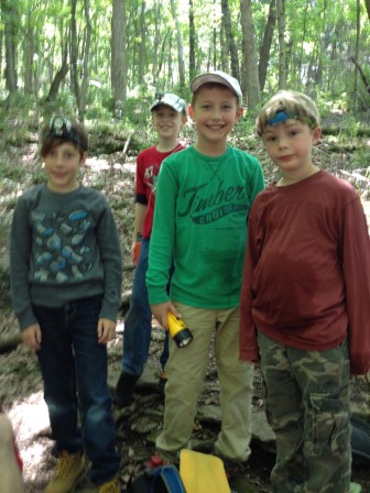Preparing for Mud Cave- From left to right- Zach Horton, Eric O’Neal, Joseph Blasé, Oscar Karlan