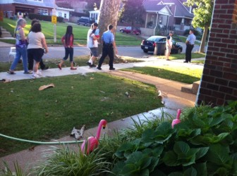 Neighbors on Yale Ave in Richmond Heights talked mostly about pink flamingos at a Walk N Talk with the police department. 