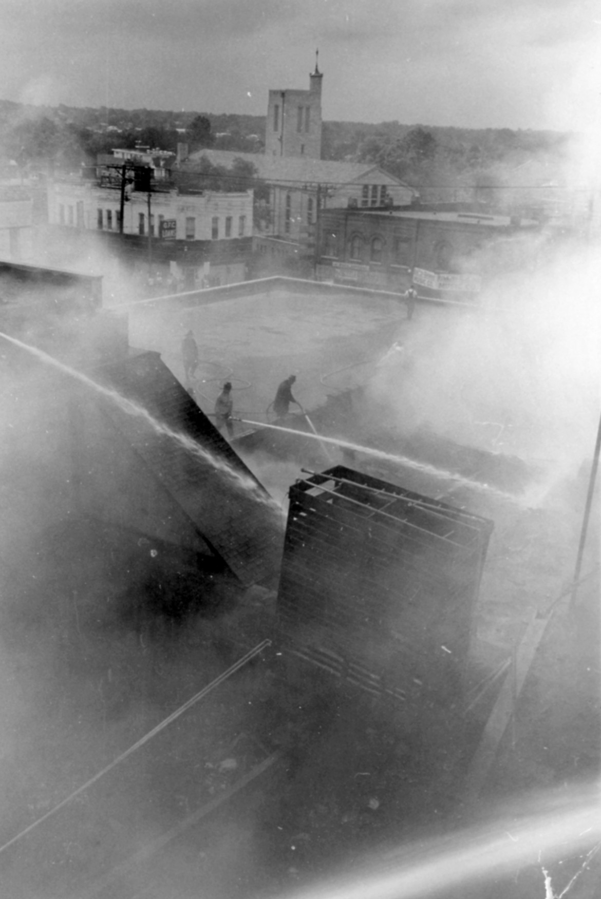 This view from the roof gives us an interesting look at the buildings nearby.  Courtesy of Maplewood Public Library