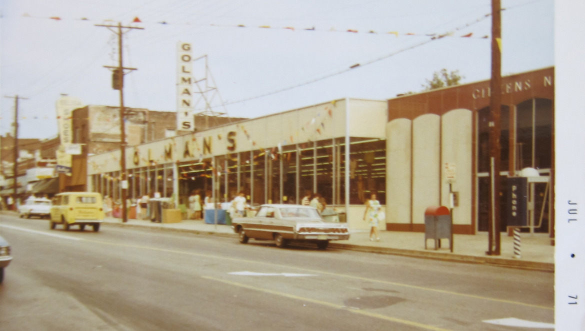 This photo from 1971 shows a Golman's store on the site. Courtesy of Wanda Kennedy Kuntz