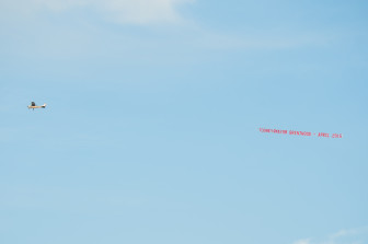 A banner flew over Maddenfest, announcing Toohey's candidacy for mayor.