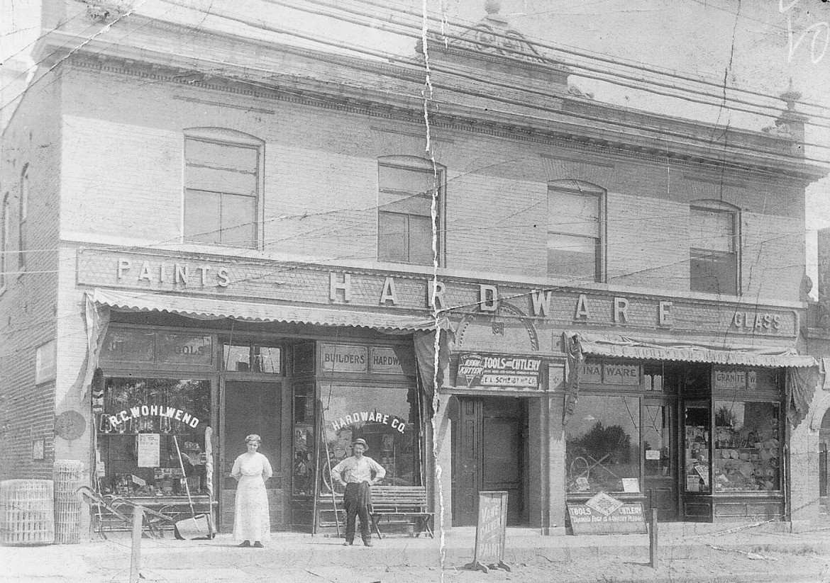 This photo from 1907 shows Emil and Rosa Scheidt standing in front of their first store at 7277 Manchester (now demolished).   The first name was after Rosa's father who provided the funds for the venture.