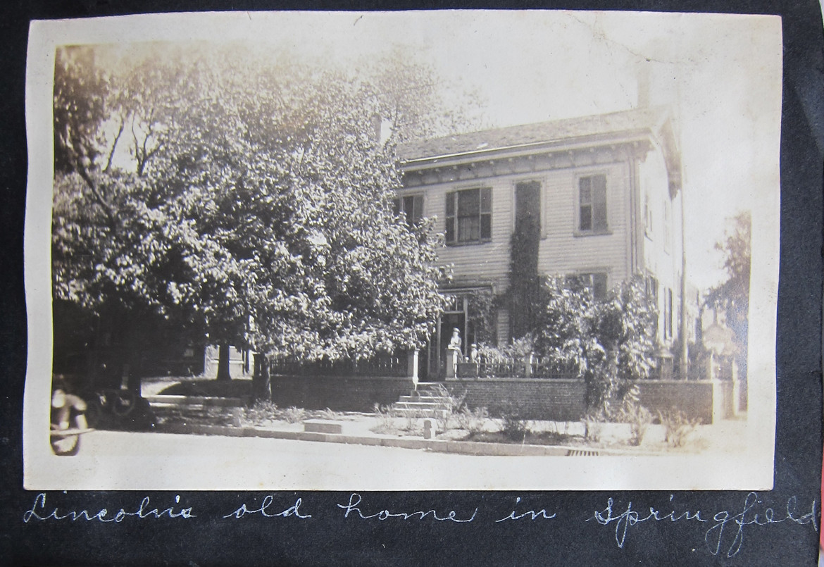 This is one of a cluster of photographs that were apparently taken on a family trip to Chicago. Two more of those photos were posted in the first post on this subject.  Two more immediately follow.  look closely here and you'll see Marjorie and Talitha in front of Lincoln's home.