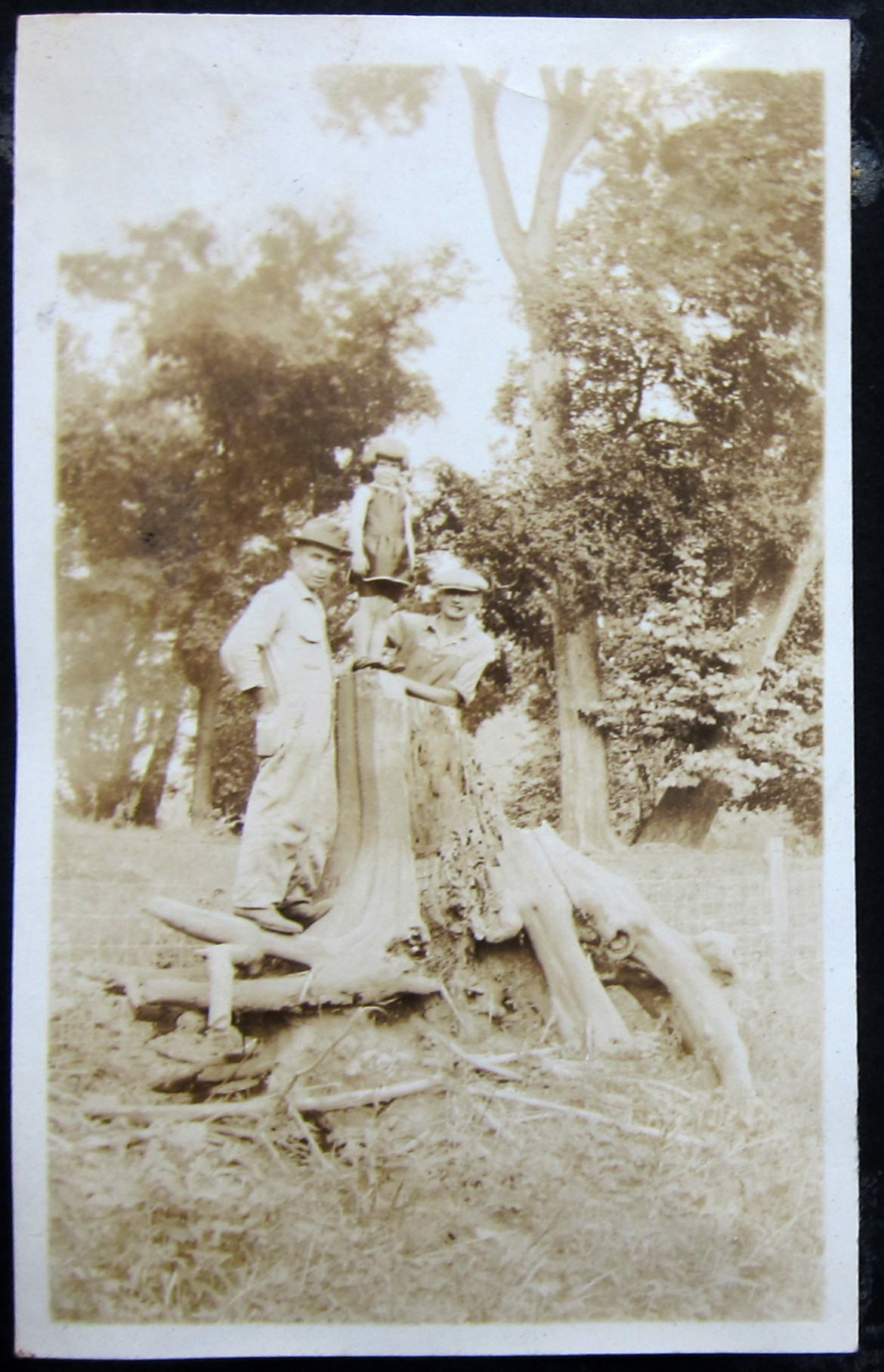 Here father Albert is on the left and Marjorie is on the stump.  It is not known is this was an early indicator of a later interest in politics.  The other gentleman and location are unknown.