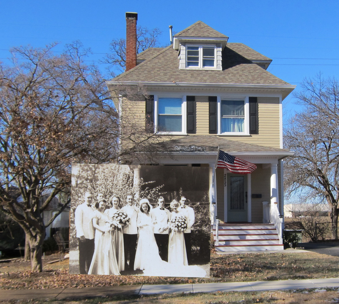 The wedding party superimposed on a recent image of the home.  I think Marjorie would have to be pleased with the condition of her home today.