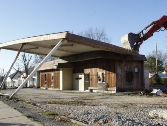 A vacant gas station was demolished in 2013, where Pam Thornton would like to build a new office.