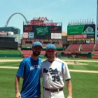 MRH baseball coach Jonathan Webb with pitcher Zech Biship.
