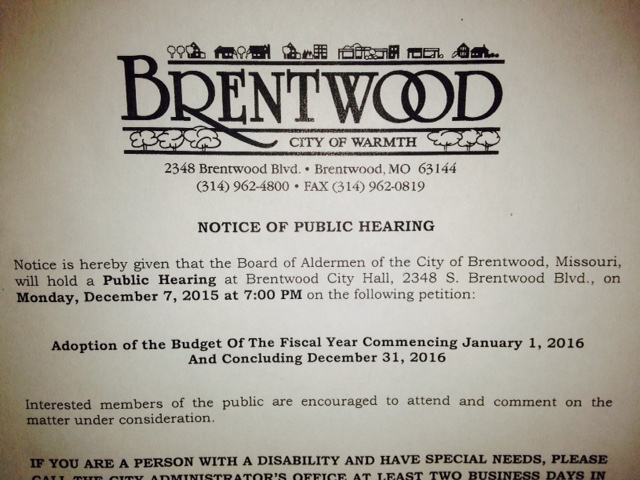 Brentwood 2016 budget hearing to be December 7