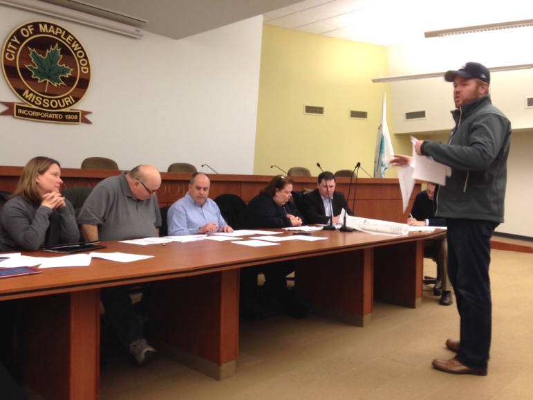 Cory King explains his new brewery to the Maplewood Plan and Zoning commission. 