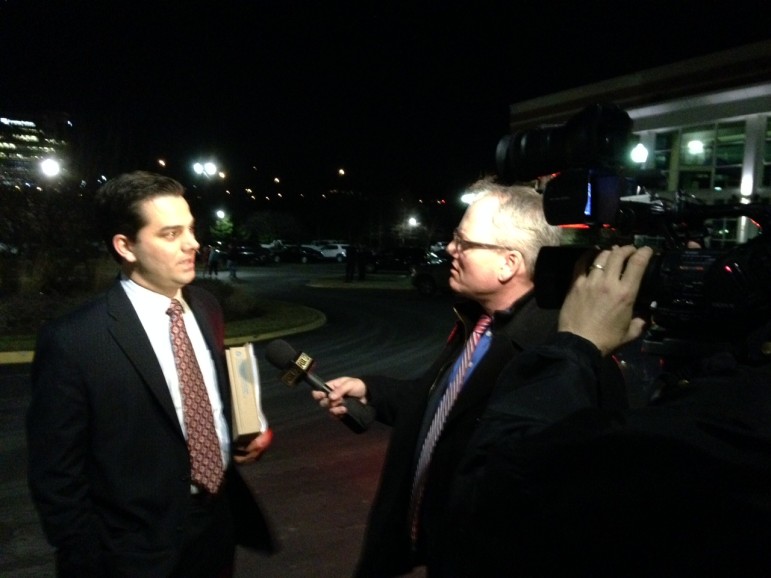 Joe Cyr is interviewed following the meeting where Boland Place was approved.