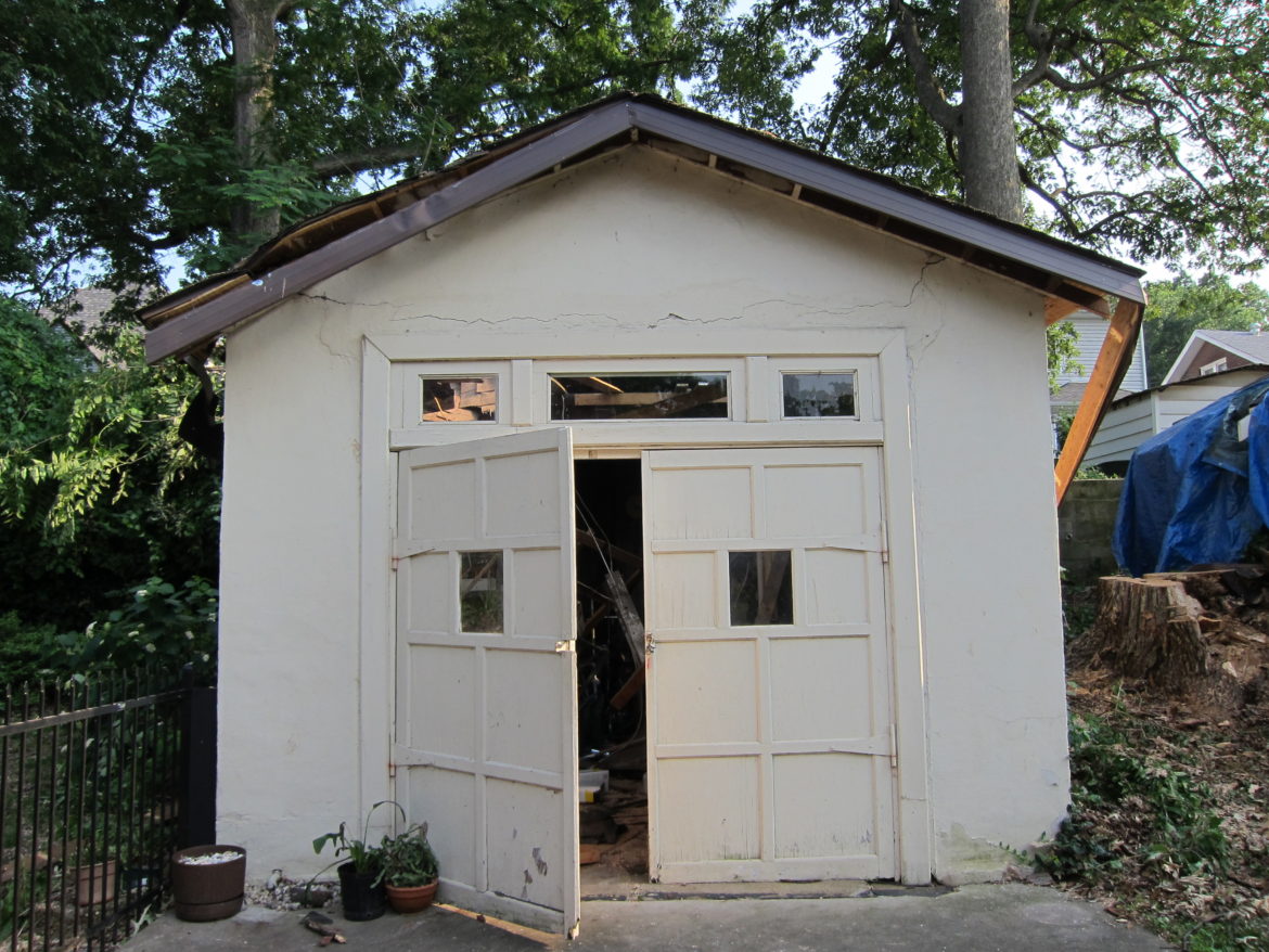 Here is the garage looking a bit roughed up.