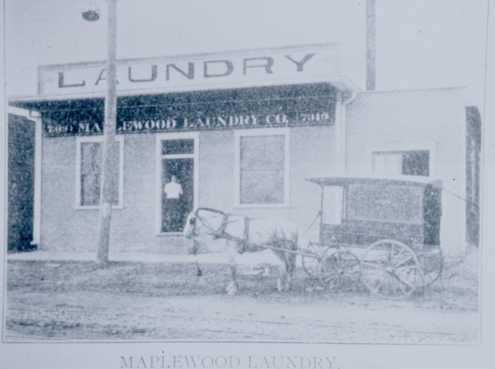 an early shot of the Maplewood Laundry once located where citizen's Bank is today. Courtesy of Maplewood Public Library.