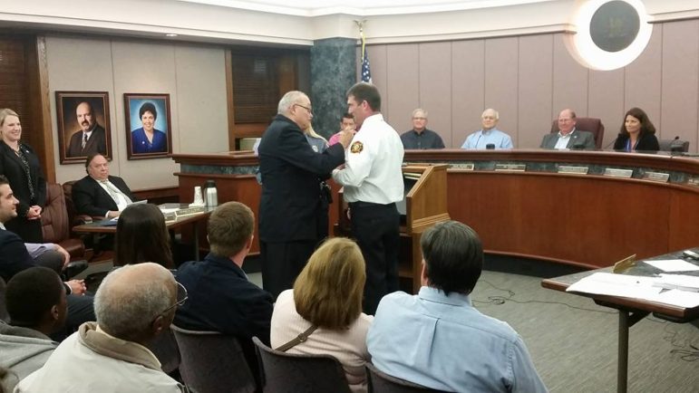 Chief Steve Carman is sworn in as Fire Chief of the Richmond Heights Fire Department.