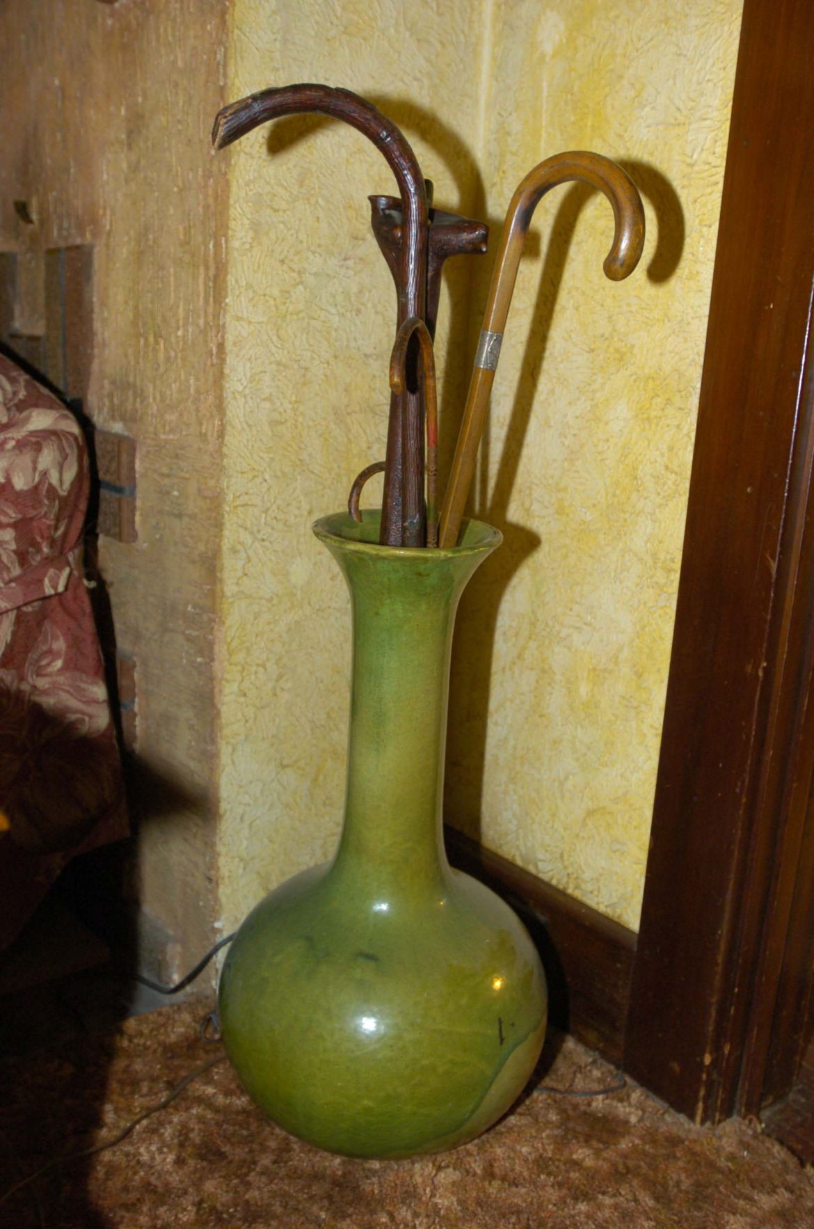 This large vase also owned by the Rannells family is believed to have been made at Woodside as well. It obviously has the same green glaze as the smaller vase. These are the only known examples of Rannells pottery. Courtesy of Greg Rannells.