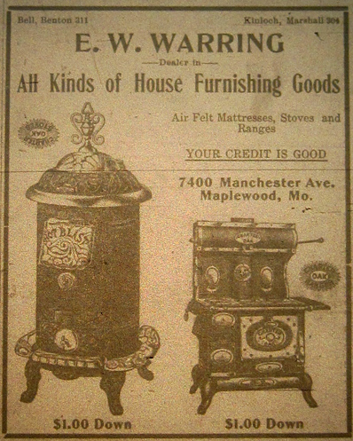 this ad from the 1915 Maplewood champion newspaer suggests that the store was once on the corner in the same building as the Tiffany Diner is now.