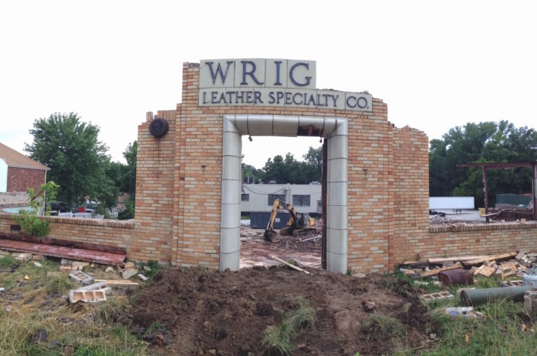 The Wright Specialty Leather Co. sign as the building was being demolished.