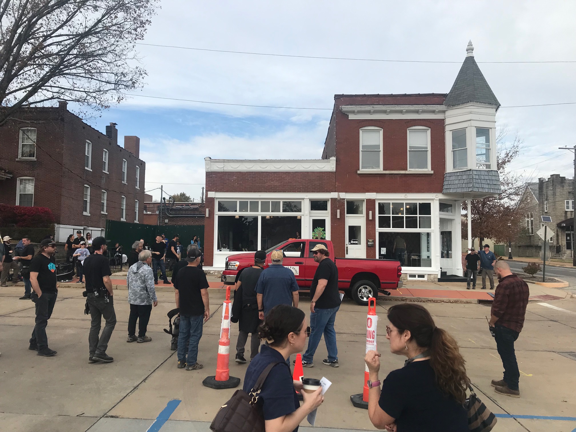 Movie production takes place on the streets of Maplewood